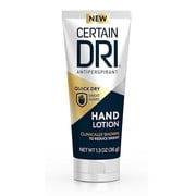 Certain Dri Antiperspirant Hand Lotion - 24-Hour Sweat Protection for Excessive Sweating & Palmar Hyperhidrosis - Fast-Drying, Non-Greasy, Fragrance-Free Formula for Smooth, Dry Hands 1.3oz