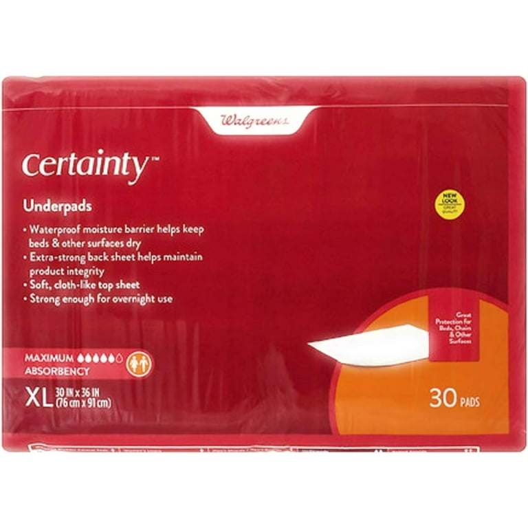 Certainty Walgreens Underpads Xl X-Large, 30 Ea (1) 