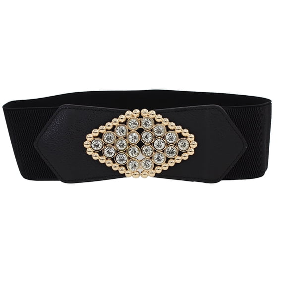 Certgust Under $10 Leather Belts for Women Ladies Belt Leather Stretchy Elastic Skinny Waist Belt for Jeans Pants Dress Fashion Women with Gold Buckle