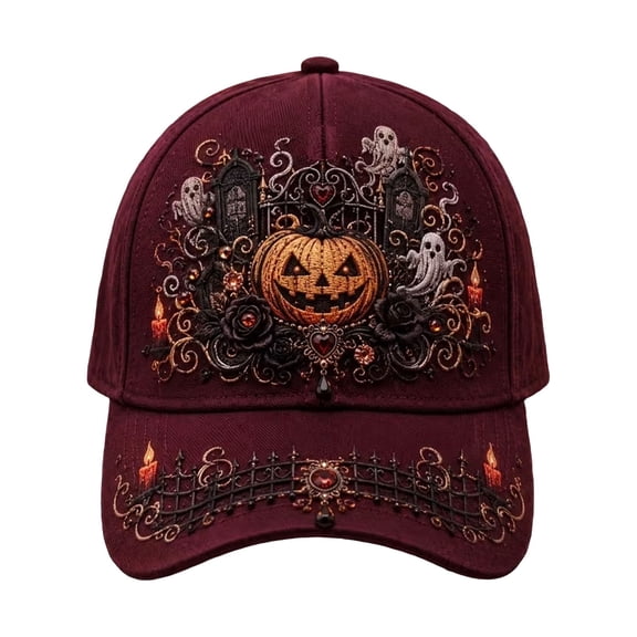 Certgust 2026 Limited Edition Embroidered Cap Halloween Retro Pumpkin Witch Print Trucker Hat for Women Men