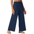 thumbnail image 1 of Certgust Under $25 Wide Leg Pants for Women Wide Leg Pants for Women Plus Size Flowy Drawstring Elastic Waist with Pockets Summer Beach, 1 of 8