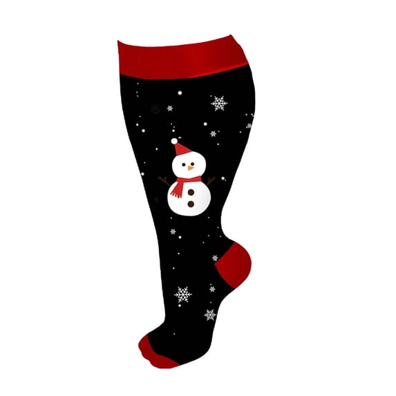 Certgust Under $5 Funny Christmas Socks for Women Large Size Compression Socks Wide Calf for Women Men 20 30 Mmhg Extra Wide Calf Knee High Support Socks for Running Athletic