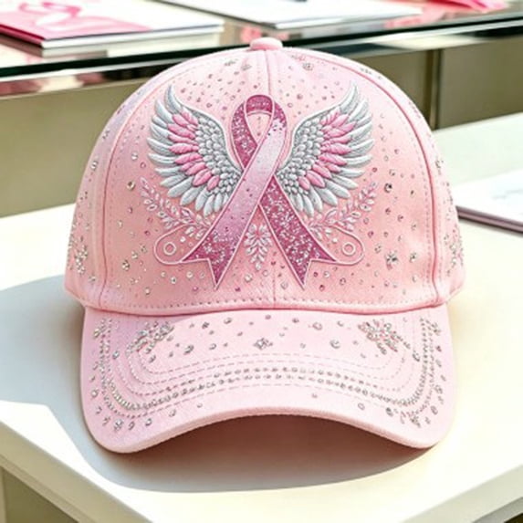 Certgust Under $5 Summer Sales Baseball Cap Women Women Breast Cancer Awareness Ribbon Wing Baseball Cap Adjustable Strap Casual Outdoor Sun Dad Hat Multiple Awareness Pattern Options