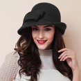thumbnail image 1 of Certgust Under $5 Summer Sales Wide Brim Bucket Hat for Women Cloche Hat Elegant Bow Decor Bucket Hat Soft Color Blend Dress Hat for Ladies Fall Winter, 1 of 4