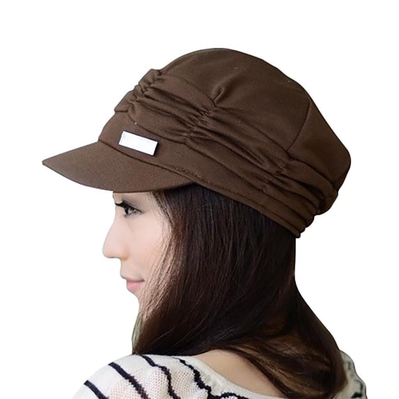 Certgust Baseball Cap Women Under $5 Womens Baseball Cap Cotton Beret Style Autumn Winter Comfortable Breathable Fold Cap Baseball Caps Sun Hats for Women Brown