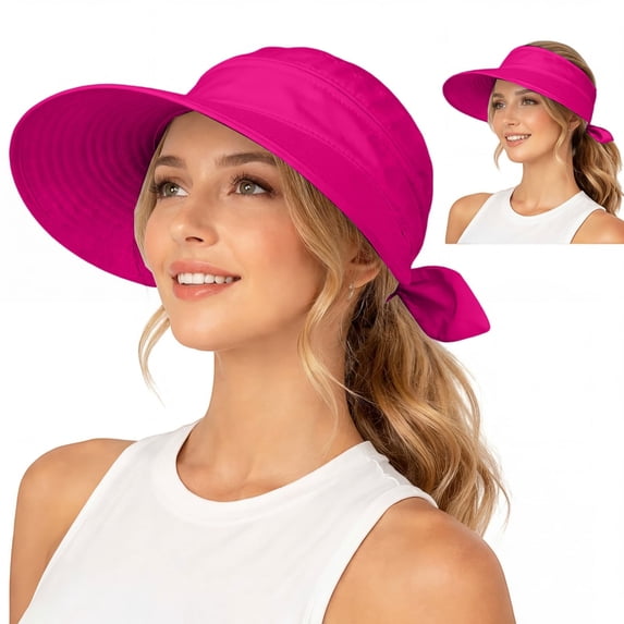 Certgust Hot Sales Baseball Caps Women Baseball Cap 2 In 1 Sun Visor Zipper Off Ponytail Friendly Lightweight Summer Womens Baseball Cap Hot Pink