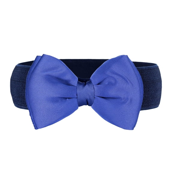 Certgust Belt for Women Under $5 Belts for Women Elastic Stretch Chiffon Bow Belt Versatile Decorative Skirts Waistband Dress Belt Navy