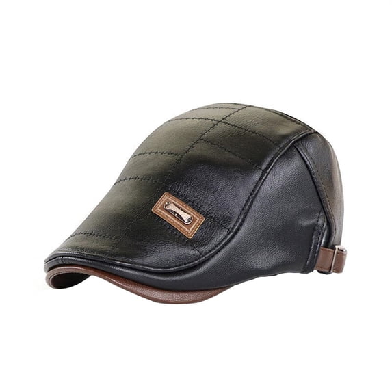 Certgust Beret Hats for Women Beret Hats for Women Leather Adjustable Newsboy Driving Cap Fashion Flat Beret Hat Black