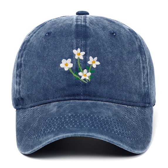 Certgust Black Baseball Cap Baseball Cap Women Hand Embroidered Flower Design Womens Baseball Caps Straw Hat Navy
