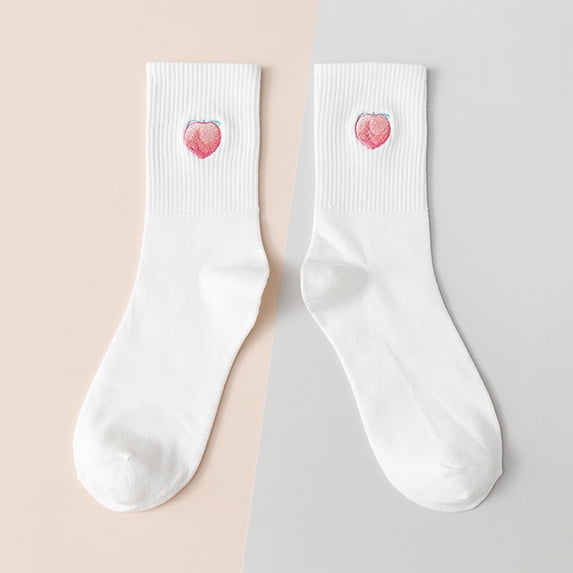 Certgust Boot Socks for Women Under $10 Socks for Women Womens Socks Fall Socks Winter Socks Solid Color Socks Mid Calf Socks Long Socks Japanese Style Socks Fruit Socks Embroidery Socks Cute Socks