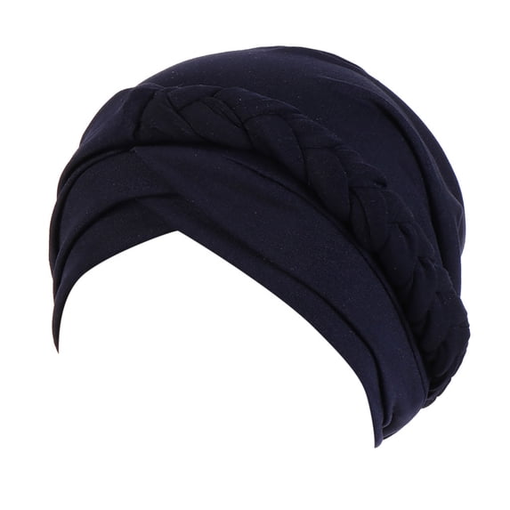 Certgust Hot Sales Chemo Headwear for Women Headscarf Women Solid Plait Turban Hat Ruffle Cancer Chemo Beanie Wrap Cap Head Wraps for Women Navy