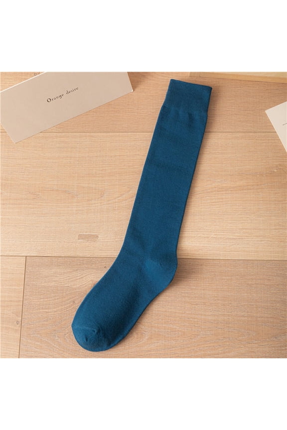 Crew Socks Womens Socks Slimming Calf Black Half Tall Solid Color Cotton Spring Fall Stockings High Top Crew Socks Blue