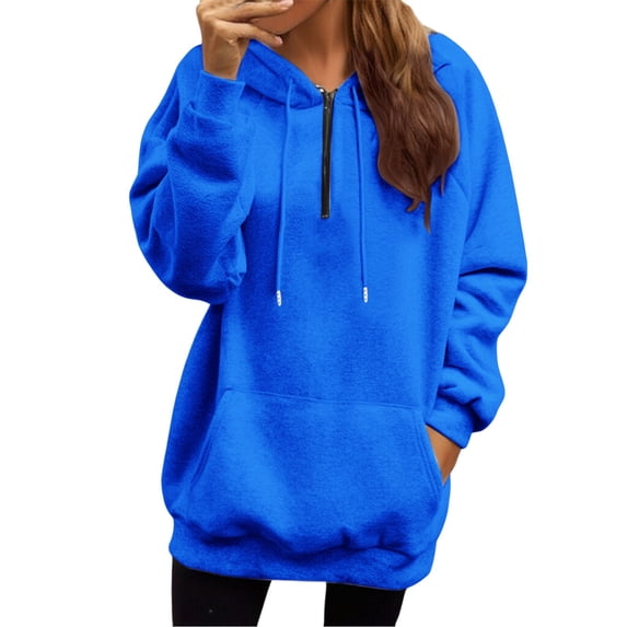 Certgust Essential Hoodie Womens Half Zip Shoulder Style Sweatshirt Solid Color Casual Top with Pockets Drawstring Hoodie Jacket for Layered Everyday Outfits