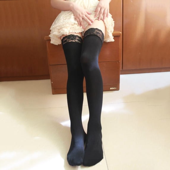 Certgust Fishnet Thigh High Stocking for Women Under $5 Lace Thigh High Stockings Over Knee Solid Lace Stockings Thigh High Lace Stockings B