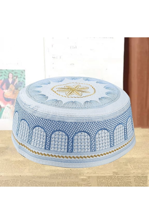 Flat Brim Hats for Men Hats for Women Cotton Embroidered Flat Hat for Men Sun Hat Women Blue