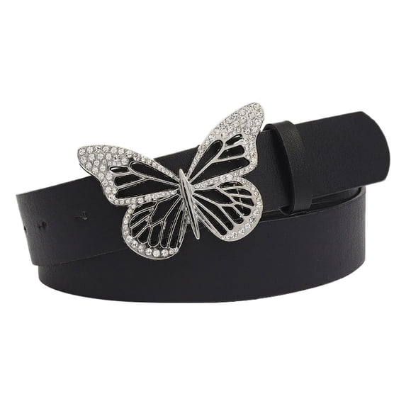 Certgust Gold Belt Under $5 Leather Belts for Women Fashion Soft with Butterfly Buckle Belt for Women Black