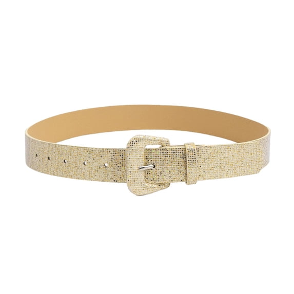 Certgust Gold Belt Under $5 Waist Belt for Women Fashion Plaid Shiny Wide Retro Decoration Needle Buckle Belt Gold