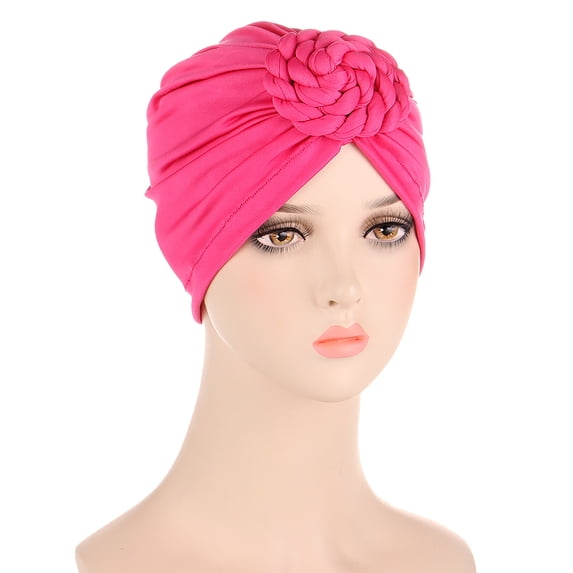 Certgust Hot Sales Head Scarf for Women Chemo Headwear for Women Ethnic Bohemian Braids Hair Cover Wrap Turban Cap Head Scarf for Women Hot Pink