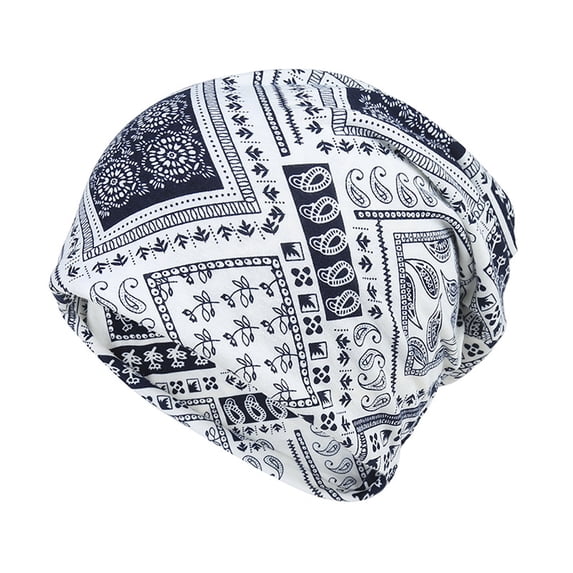 Certgust Head Scarf for Women Head Scarf for Women Unisex Cashew Flower Hat and Bib Set Three Purpose Headwear Head Wraps for Women Navy
