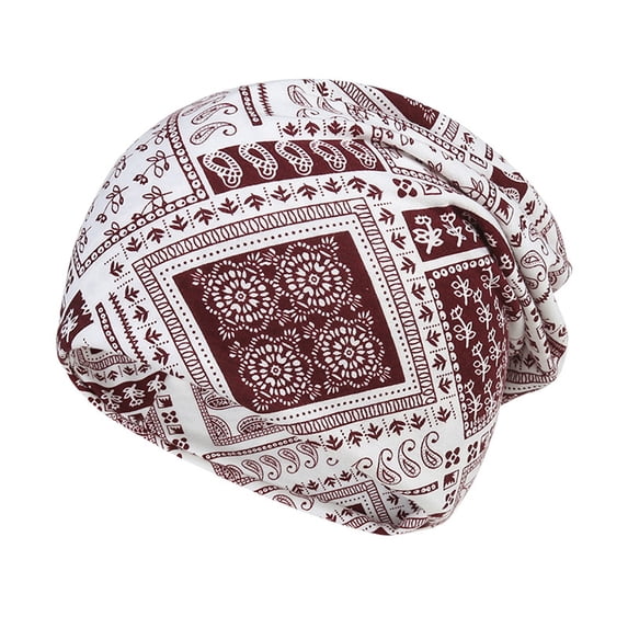 Certgust Head Scarf for Women's Hair Head Scarf for Women Unisex Cashew Flower Hat and Bib Set Three Purpose Headwear Head Wraps for Women Wine Red