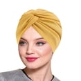 thumbnail image 1 of Certgust Hot Sales Head Wraps for Women Headscarf Women Solid Color Imitation Silk Double Layer Sleeping Hat Twisted Headband Beauty Makeup Home Hat Yellow, 1 of 3