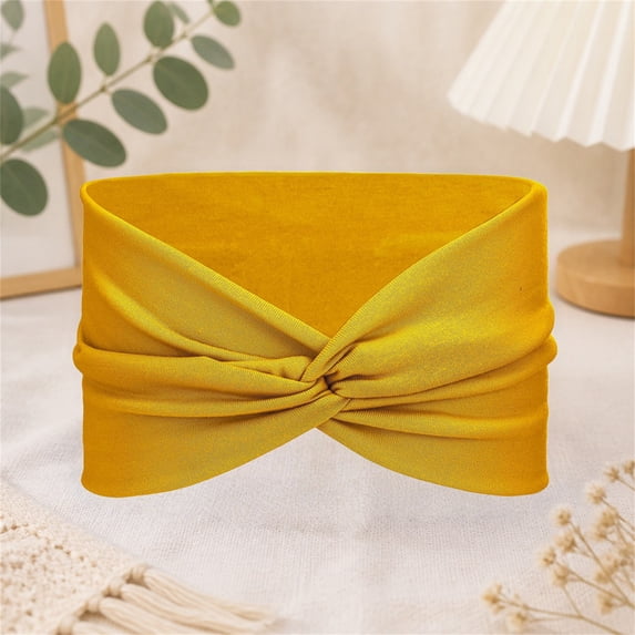 Certgust Headscarf Head Wraps for Women Wide Wrap Extra Turban for Sport Workout Headscarf Yellow