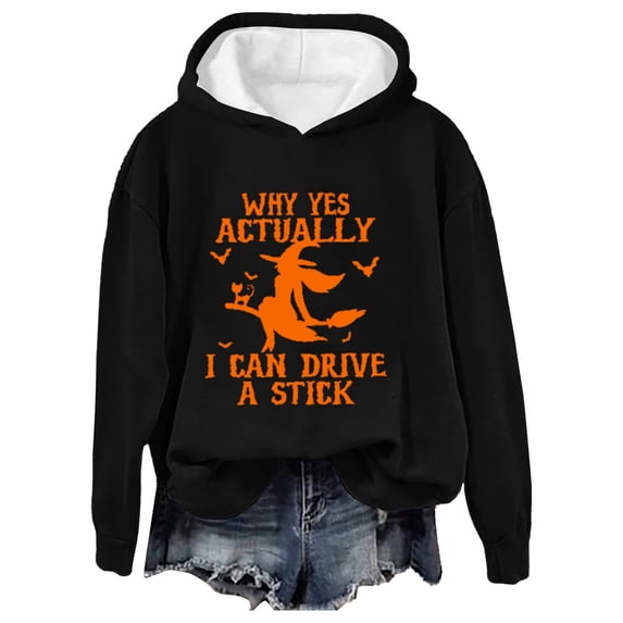 Certgust Hoodies for Women Under $10 Womens Why Yes Actually I Can Drive A Stick Print Hoodie Long Sleeve Sweatshirt
