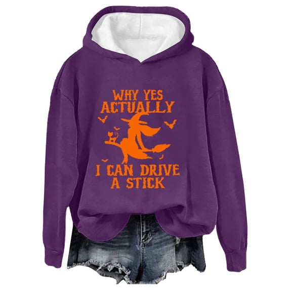 Certgust Hoodies for Women Under $10 Womens Why Yes Actually I Can Drive A Stick Print Hoodie Long Sleeve Sweatshirt