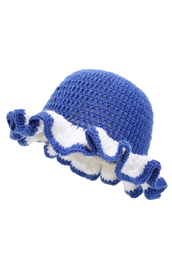 Knit Hat Women's Bucket Hats Women's Daily Casual Knit Cap Fisherman Style with Petal Edge Breathable and Soft Size Is Universal and Comes with Adjustable Snap Fastener