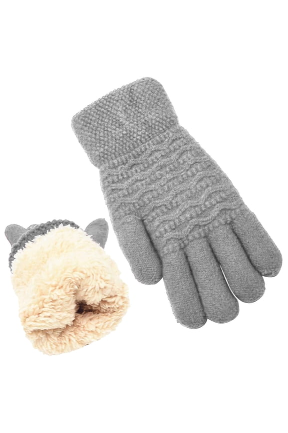 Lace Gloves Gloves Women Winter Thermal Cable Knit Fleece Lined Touch Screen Gloves for Cold Weather Grey