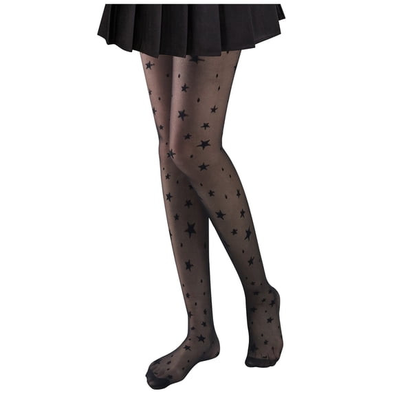 Certgust Lace Thigh High Stockings Under $5 Fishnet Stockings for Women Fashion Nine Point Hollow Bottoming Pants Nylons for Women Black