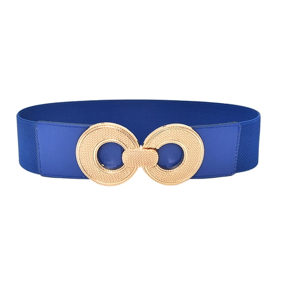Certgust Leather Belts for Women Under $5 Skinny Belts for Women Stretchy Vintage Elastic Wide Waist Belt for Dresses Womens Belt Blue