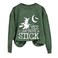 thumbnail image 1 of Certgust Mock Neck Sweatshirt Under $10 Womens Drive A Stick Halloween Witch Print Casual Sweatshirt with Fun Graphic Design, 1 of 4