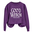 thumbnail image 1 of Certgust Mock Neck Sweatshirt Women Under $10 Womens Good Witch Most Of The Time Lettered Halloween Print Pullover Neck Sweatshirt, 1 of 4