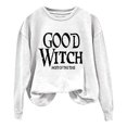 thumbnail image 1 of Certgust Mock Neck Sweatshirt Women Under $10 Womens Good Witch Most Of The Time Lettered Halloween Print Pullover Neck Sweatshirt, 1 of 4