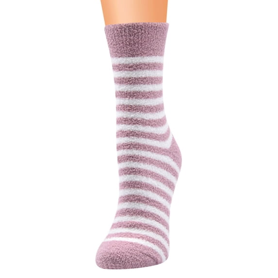 Certgust No Show Socks Womens Under $10 Crew Socks Warm Socks Cozy Socks for Women Classic Striped Coral Fleece Sleep Socks Thermal