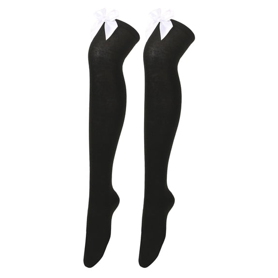 Certgust Nylons for Women Under $5 Stockings for Women Long Pure Color Thigh High Over Knee Socks Festival Christmas Knee High Stockings Black