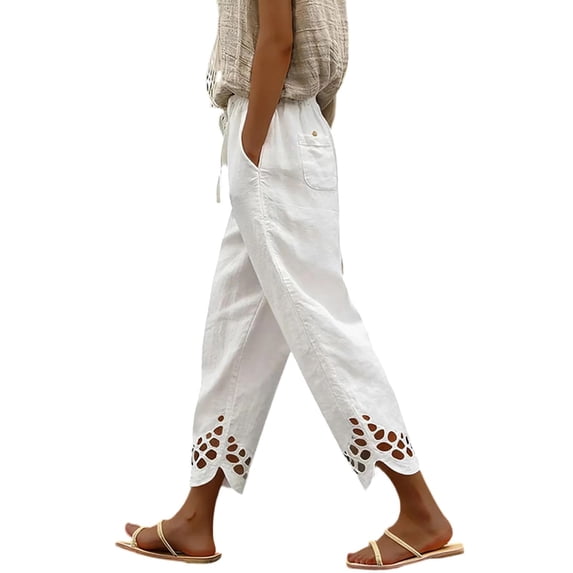 Certgust Palazzo Pants for Women Womens Pants Daily Elastic Waist Pockets Straight Color Casual Loose Trousers Wide Leg Pants for Women