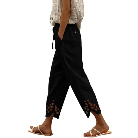 Certgust Palazzo Pants for Women Womens Pants Daily Elastic Waist Pockets Straight Color Casual Loose Trousers Wide Leg Pants for Women