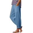 thumbnail image 1 of Certgust Hot Sales Pants for Women Under $20 Wide Leg Flowy High Waisted Palazzo Drawstring Elastic Waist with Pockets Beach Vacation Outfits, 1 of 8