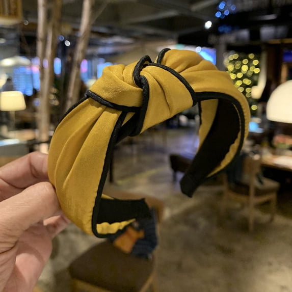 Certgust Pink Fascinator Headband for Women Fabric Hairband Head Wrap Hair Band Accessories Wide Headbands for Women Yellow