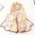 thumbnail image 1 of Certgust Silk Scarves Women Large Silk Scarf Women Flower Print Long Soft Wrap Shawl Silk Scarves Women Beige, 1 of 5