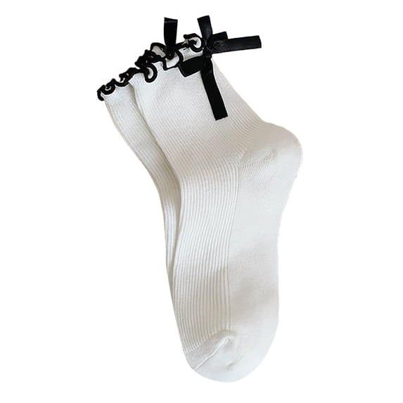 Certgust Socks for Women Under $5 Socks for Women Womens Socks Bow Socks Ruffle Socks Crew Socks Ankle Socks Cute Socks Black White Socks Soft Socks Breathable Socks Cotton Socks Frilly Socks