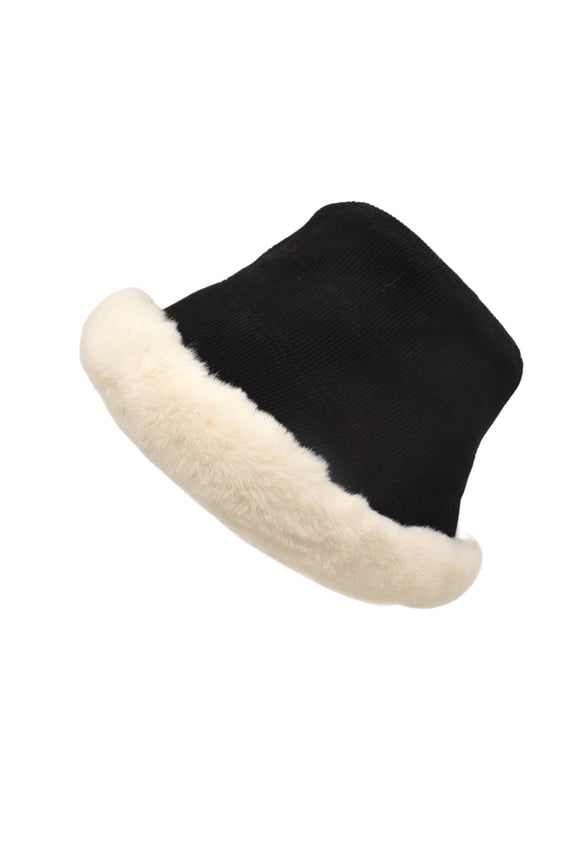 Sun Hat Womens Sun Hat Europe United States Winter Long Plush Fishing Trend Fashion Outdoor Thickening Warm Sunshade Basin Black