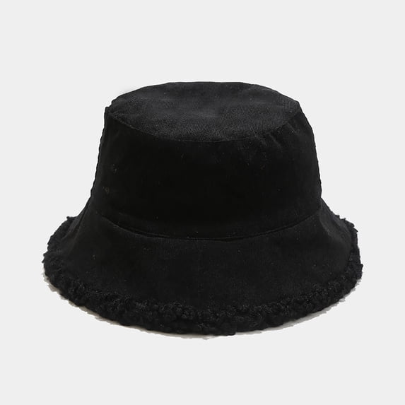 Certgust Hot Sales Sun Hat for Women Hats for Women Winter Spring Solid Color Fashion Corduroy Warm Fisherman Sunscreen Outdoors Black