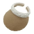 thumbnail image 1 of Certgust Hot Sales Sun Visor Hat for Women Sun Visors for Women Pearl Headband Open Top Sunscreen Woven Straw Hat Beige Straw Hat Hats for Women Khaki, 1 of 2