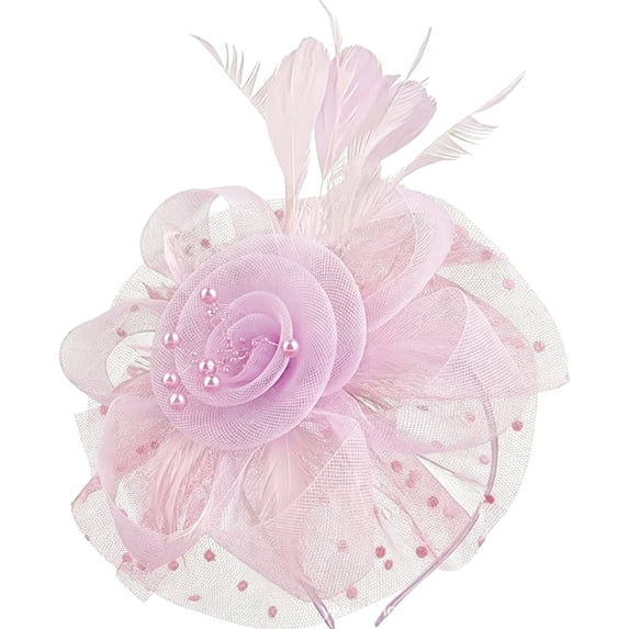 Certgust Tea Party Hats for Women Fascinator for Women Tulle Headpiece Hat Clip Halloween Elegant Mesh Ornament Tea Party Hat Light Pink