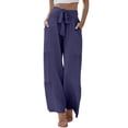 thumbnail image 1 of Certgust Hot Sales Under $25 Pants Pants for Women Wide Leg Flowy Elastic Waist Drawstring with Pockets Summer Beach Vacation Clothes, 1 of 8
