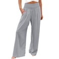 thumbnail image 1 of Certgust Hot Sales Under $25 Pants for Women Wide Leg Flowy Elastic Waist Drawstring with Pockets Summer Beach Vacation Clothes, 1 of 2