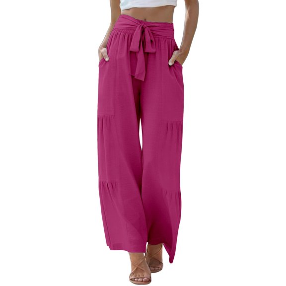Certgust Hot Sales Under $25 Pants for Women Drawstring Elastic Waist Trousers with Pockets Vacation Outfits for Women